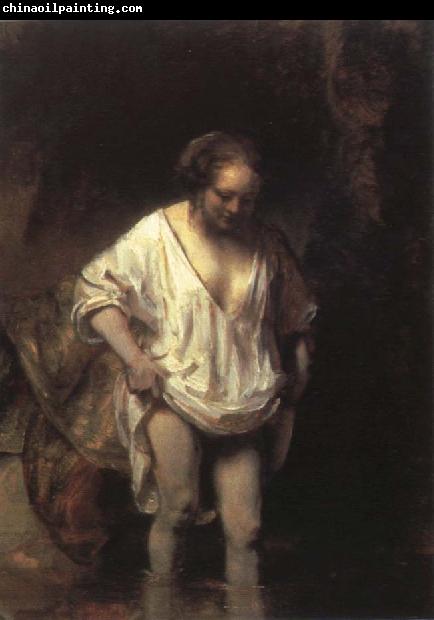 Rembrandt van rijn woman bathing in a steam