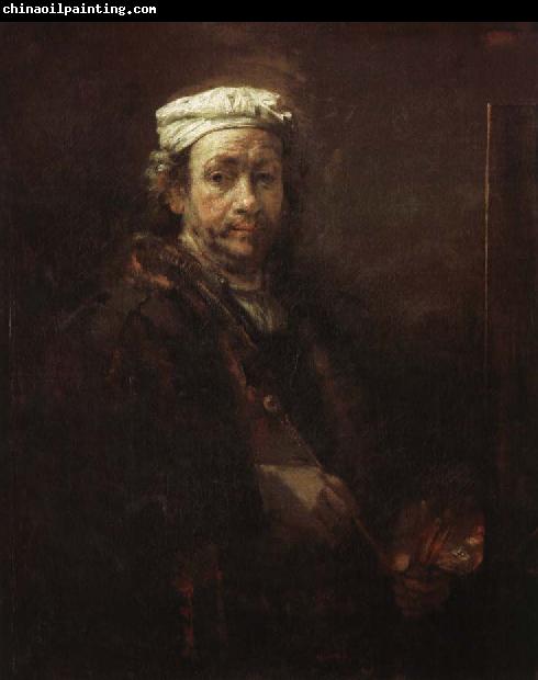 Rembrandt van rijn Easel in front of a self-portrait