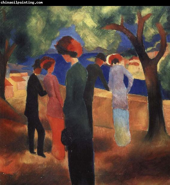 auguste macke kvinna i gron jacka