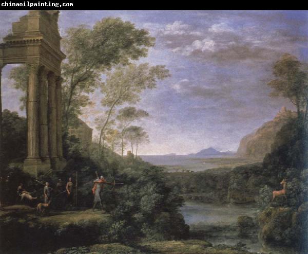 claude lorraine landscape with ascanius shooting the stag of sylvia