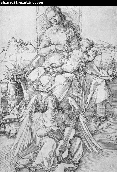 Albrecht Durer The Madonna and Child with a Music-making Angel