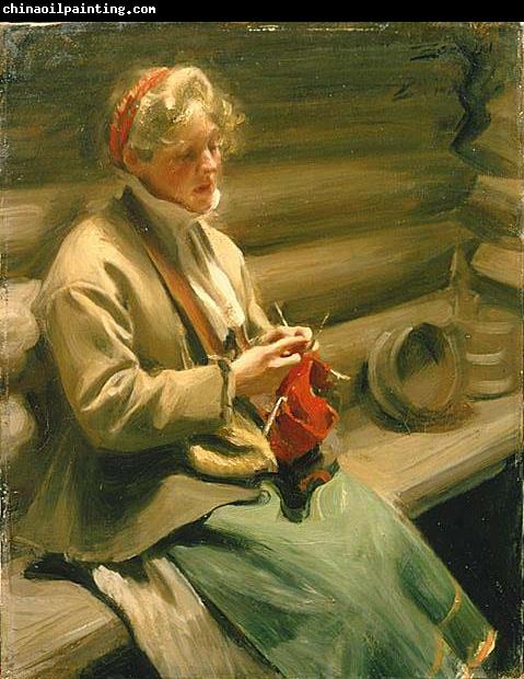 Anders Zorn Dalecarlian Girl Knitting. Cabbage Margit,