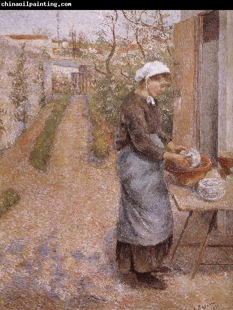 Camille Pissarro woman washing dishes