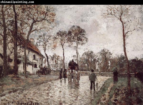 Camille Pissarro Road Vehe is peaceful the postal vehicle