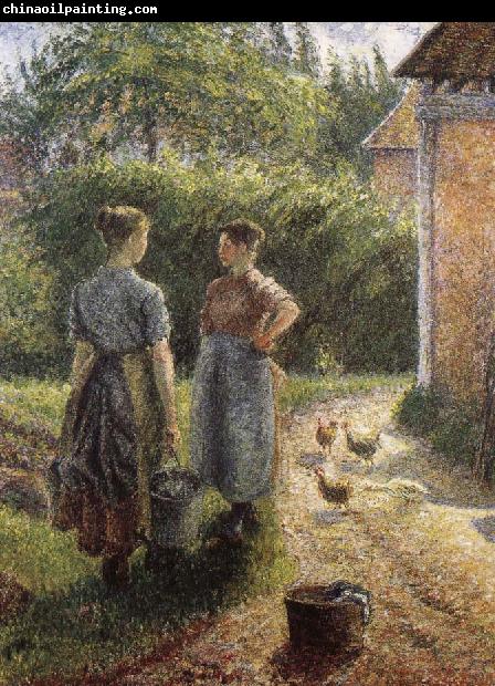 Camille Pissarro Woman in front of farmhouse