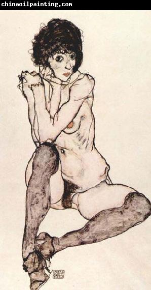 Egon Schiele Sitzender weiblicher Akt,