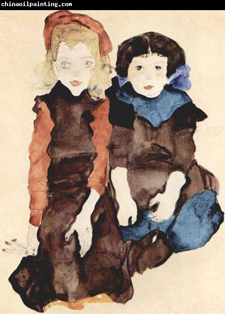 Egon Schiele Zwei Kleines Madchen