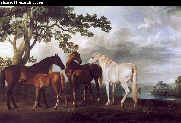 George Stubbs Mares and Foals in a Landscape.