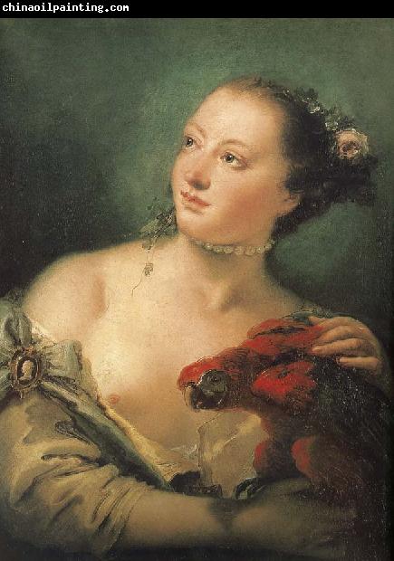 Giovanni Battista Tiepolo There are parrot portrait of young woman