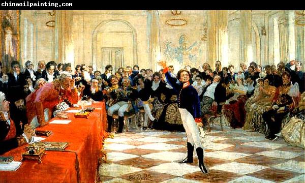 Ilya Repin Pushkin Reciting His Poem Before Old Derzhavin