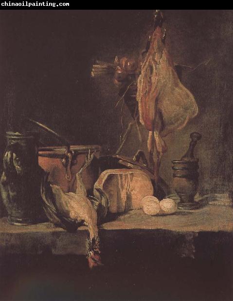 Jean Baptiste Simeon Chardin Skate with onion and the basket still life