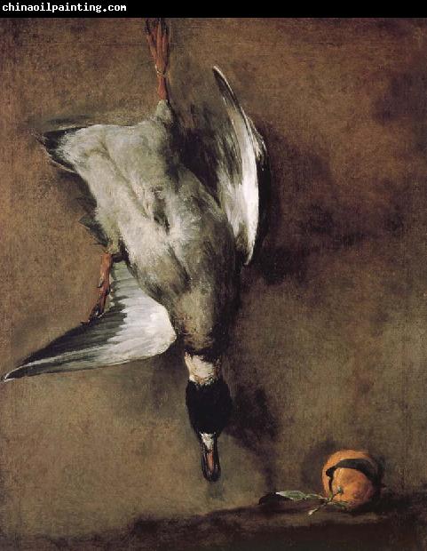 Jean Baptiste Simeon Chardin Wild ducks hanging on the wall, and the Orange