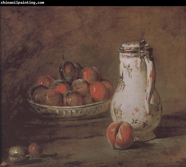 Jean Baptiste Simeon Chardin Loaded peaches and plums in a bowl of water