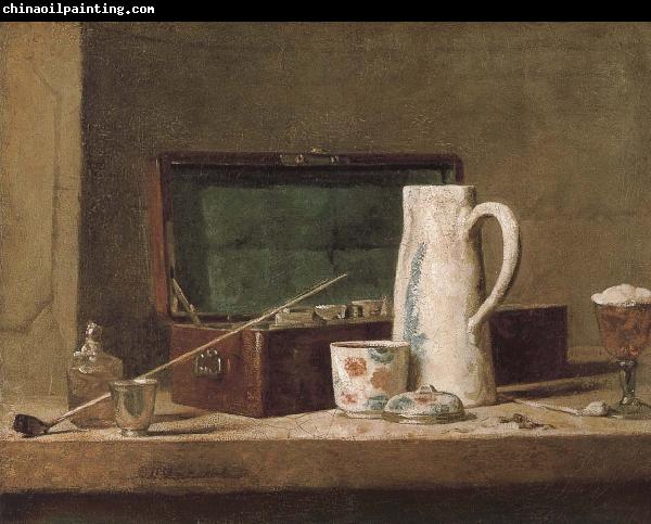 Jean Baptiste Simeon Chardin Pipe tobacco and alcohol containers browser