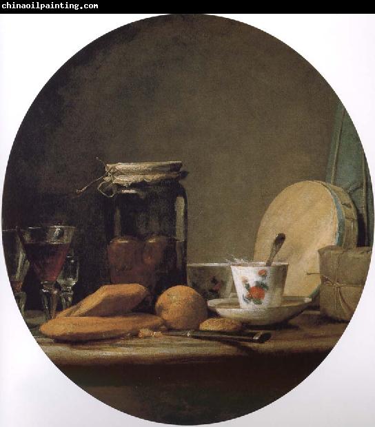 Jean Baptiste Simeon Chardin Equipped with a jar of apricot glass knife still life, etc.