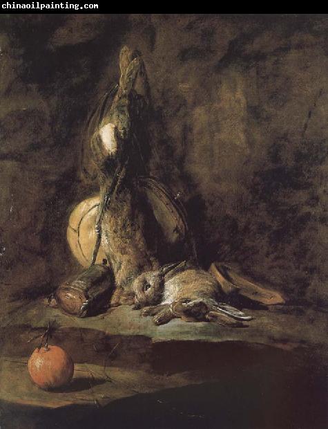 Jean Baptiste Simeon Chardin Rabbit hunting with two powder extinguishers and Orange