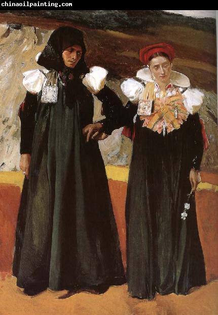 Joaquin Sorolla Two women wearing traditional costumes Aragon