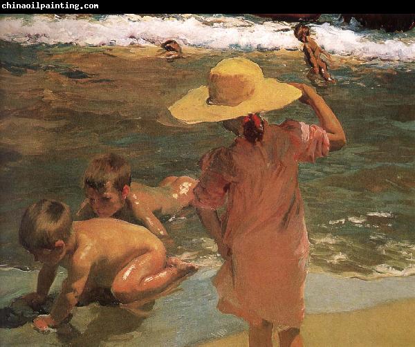 Joaquin Sorolla Children swimming beach