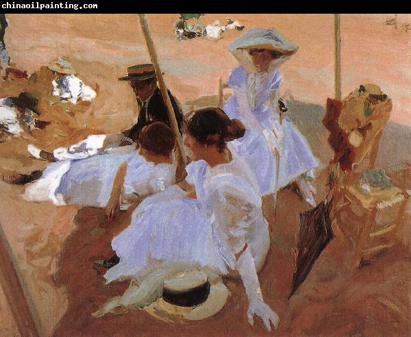 Joaquin Sorolla Fan on the beach under the sun