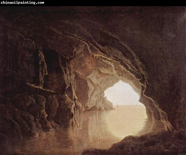 Joseph wright of derby Cave at evening, by Joseph Wright,