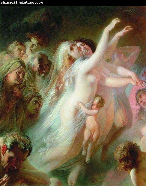 Konstantin Makovsky Charon transfers the souls of deads over the Stix river