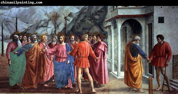 MASACCIO The Tribute Money, fresco in the Brancacci Chapel in Santa Maria del Carmine, Florence