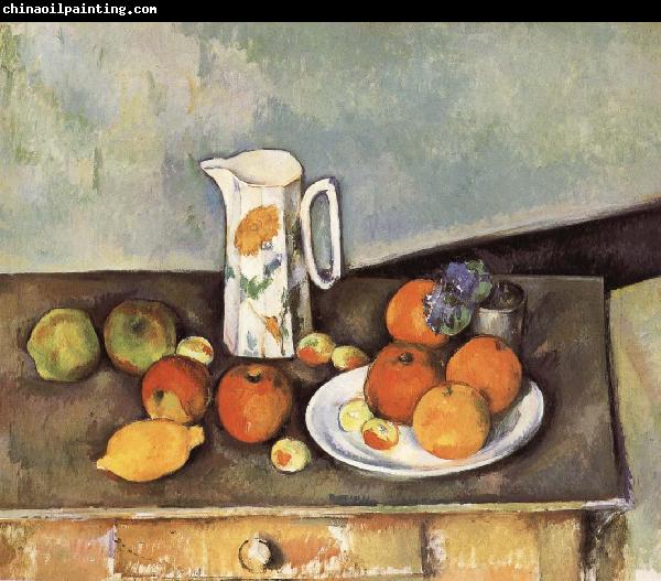 Paul Cezanne table of milk and fruit