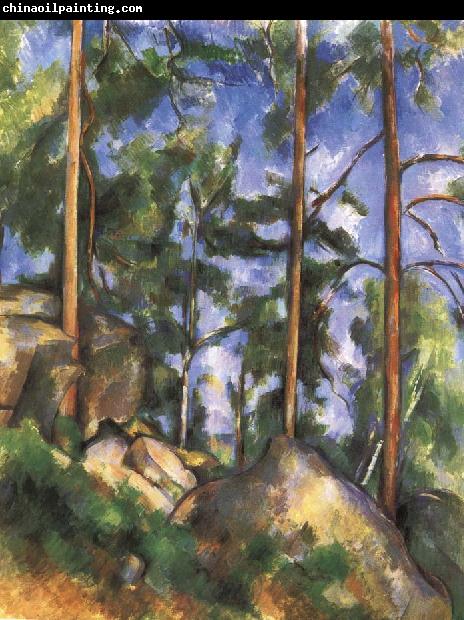 Paul Cezanne pine trees and rock