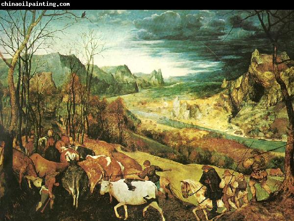 Pieter Bruegel hjorden drives hem ,oktober eller november