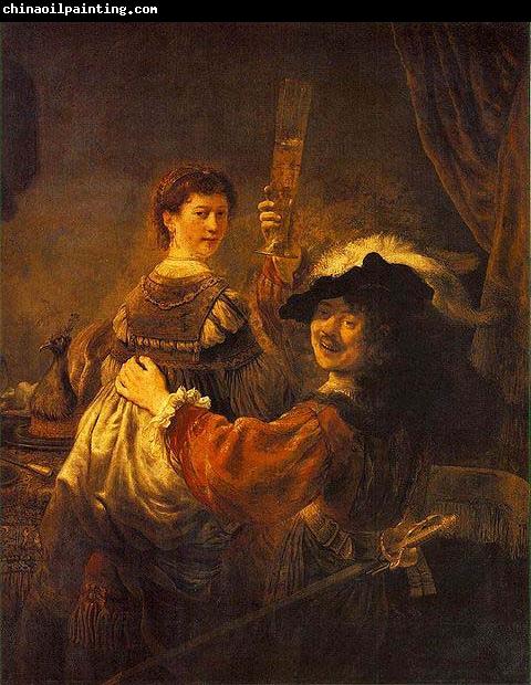 REMBRANDT Harmenszoon van Rijn Rembrandt and Saskia pose as The Prodigal Son in the Tavern