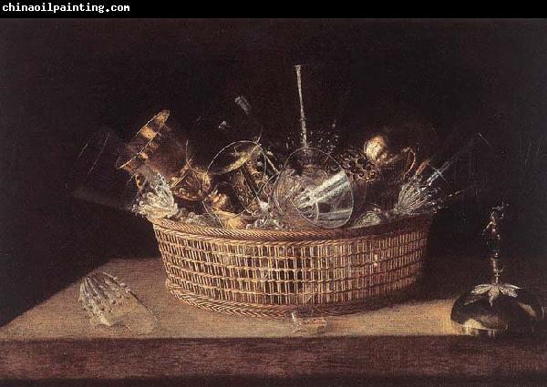 Sebastian Stoskopff Still-Life of Glasses in a Basket