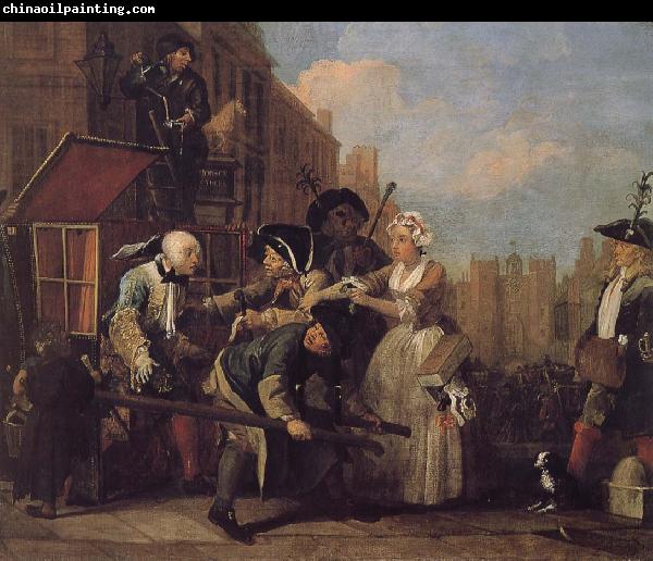 William Hogarth Prodigal son to court arrest