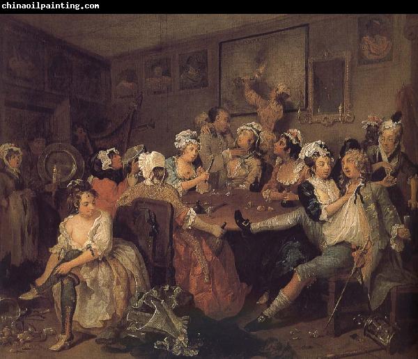 William Hogarth Prodigal son in the hostel Rose