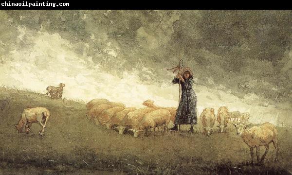 Winslow Homer Shepherdess still control the sheep