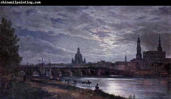 johann christian Claussen Dahl View of Dresden at Full Moon