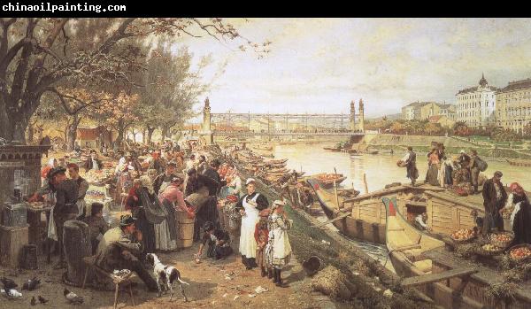 robert schumann viennese street csene during the of brahms  the fruit market on the quayside near the maria theresa bridge