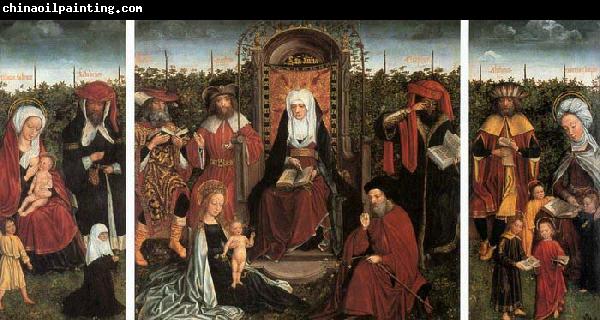 unknow artist Triptych with the Family of St Anne