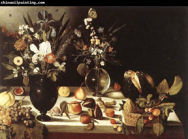 unknow artist A Table Laden with Flowers and Fruit