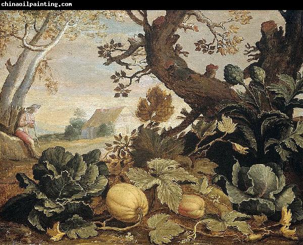 Abraham Bloemaert Landscape with fruit and vegetables in the foreground