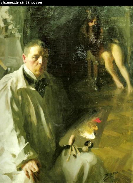 Anders Zorn sjalvportratt med modell