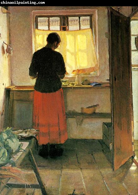 Anna Ancher pigen i kokkenet