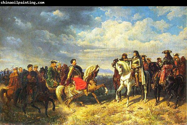 Artur Grottger King Jan III Sobieski meets emperor Leopold I near Schwechat