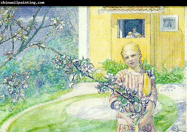 Carl Larsson appelblom-flicka vid appelblom