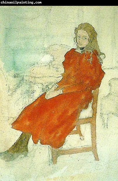 Carl Larsson flicka i rod klanning