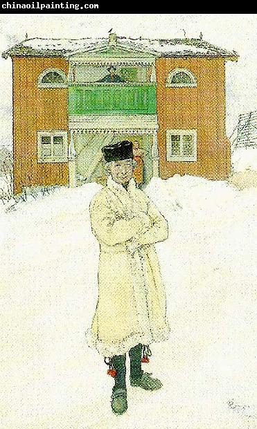 Carl Larsson daniels mats framfor sitt hus- daniels mats i bingsjo