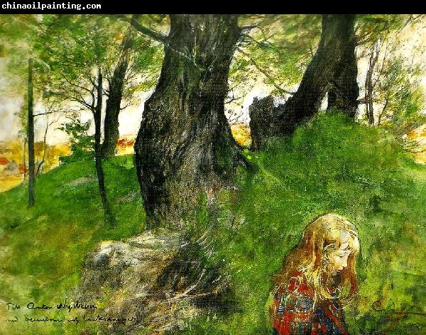 Carl Larsson Suzanne i en skogsbacke Flickan i skogen