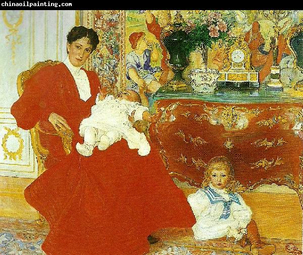 Carl Larsson portratt av fru dora lamm f upmark och hennes tva aldsta soner