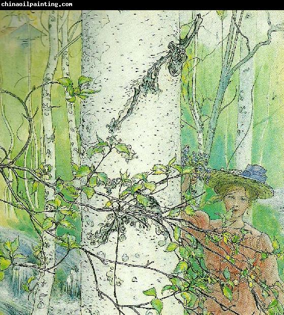 Carl Larsson varen-flicka vid bjork