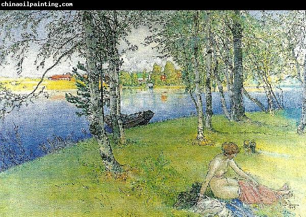 Carl Larsson nakenmodell pa bullerholmen-sommardag