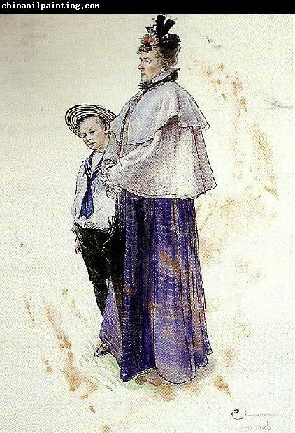 Carl Larsson fru henrika linderdahl med sonen bengt